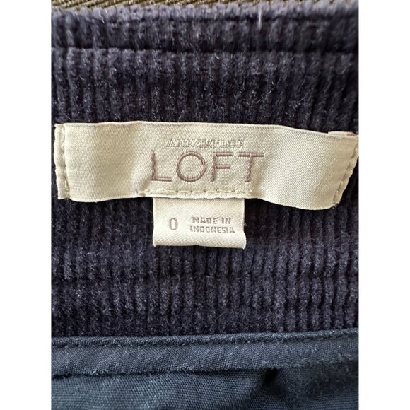 Loft Womens Corduroy‎ Navy Blue Skirt 0 mini pockets zipper cotton pencil - Picture 4 of 6